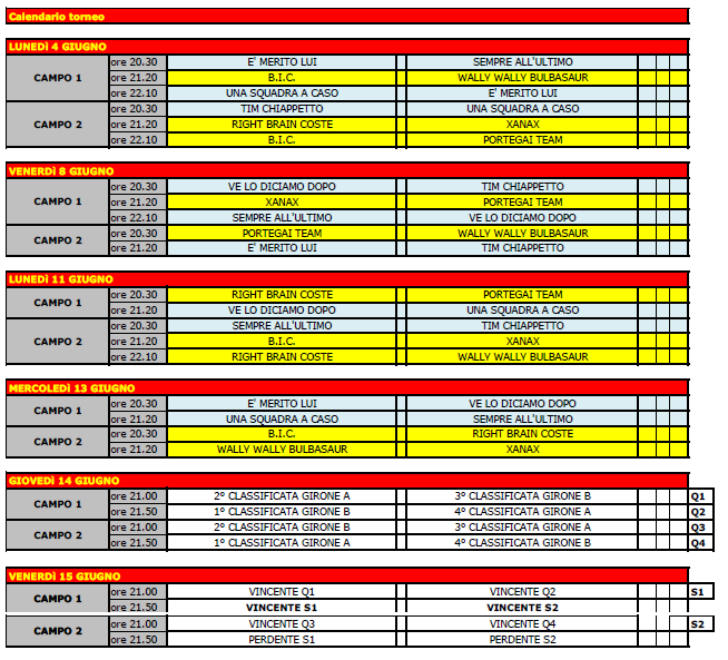 Calendario ufficiale Beach Volley